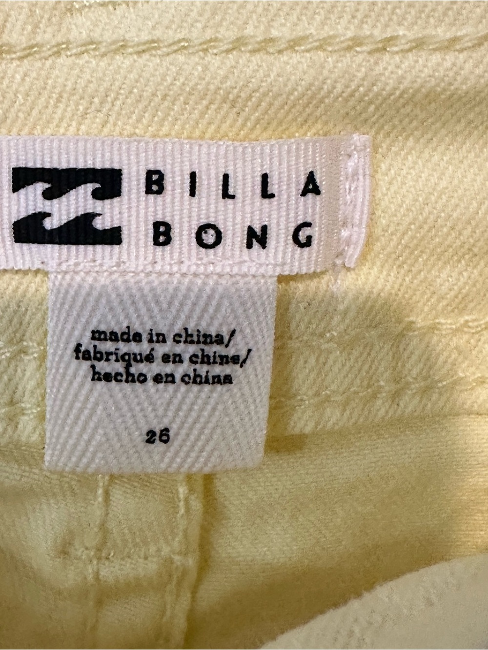 Billabong Soft Yellow High-Rise Wide Leg Bootcut Pants trousers size 26 - Picture 7 of 13